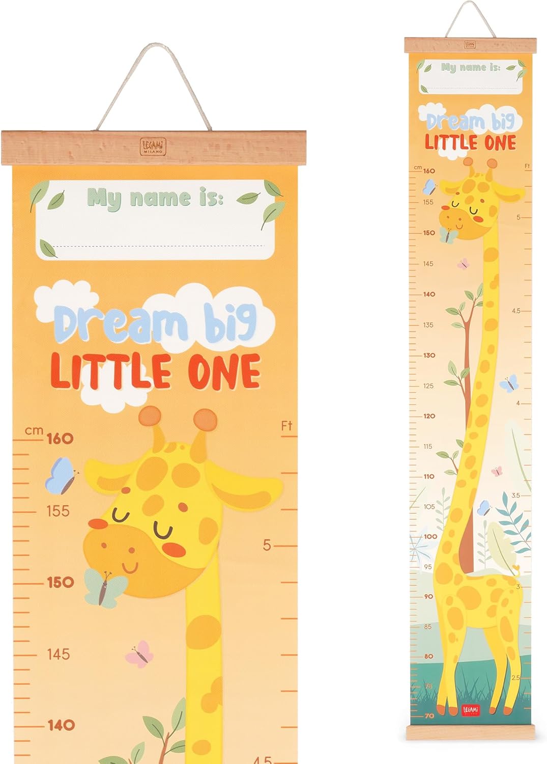 Zidni platneni rastimetar sa stikerima ŽIRAFA 160cm 