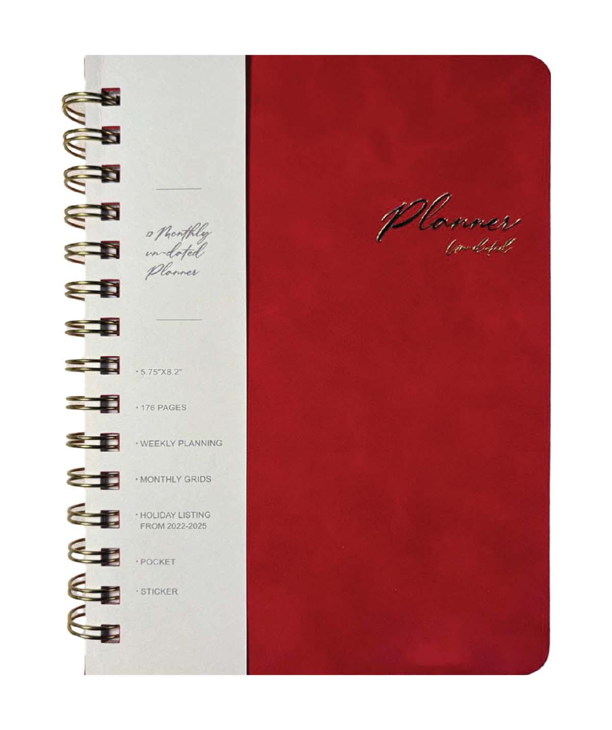 Nedatumirani planer A5 VEGAN LEATHER - Red 