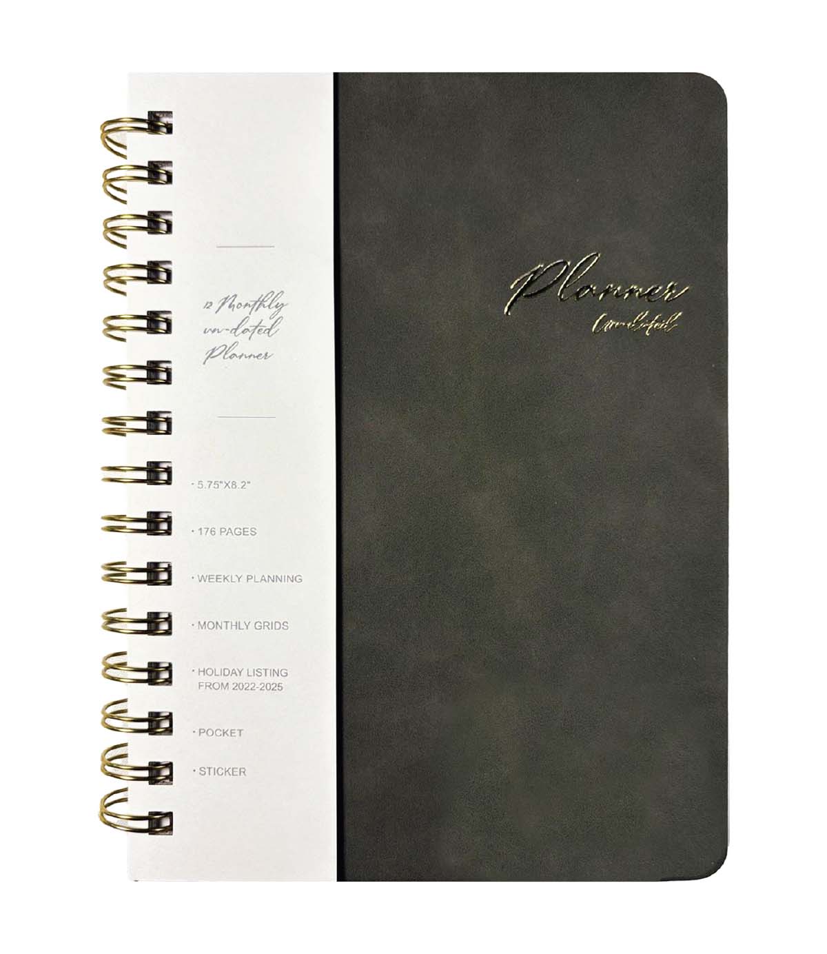 Nedatumirani planer A5 VEGAN LEATHER - Gray 