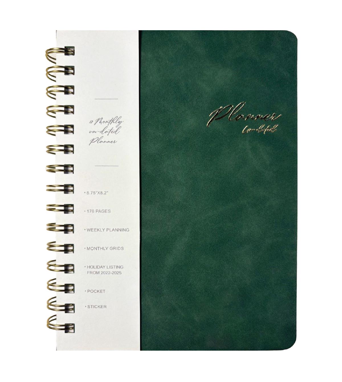 Nedatumirani planer A5 VEGAN LEATHER - Green 