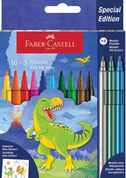 FABER CASTELL  flomasteri 10+3 DINOSAURUS 