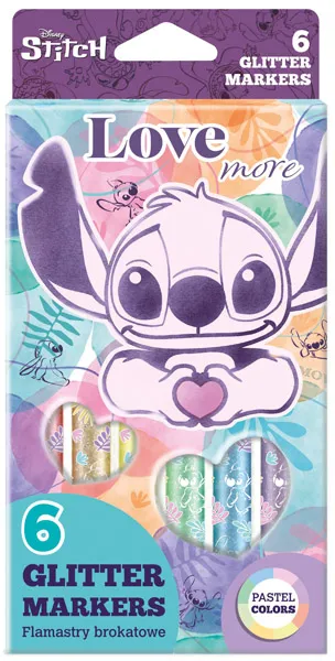 Set šest flomastera sa šljokicama PASTEL
