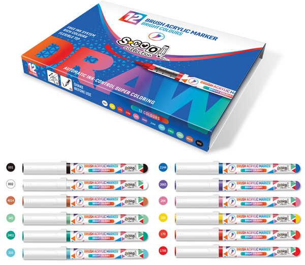 SET AKRILNIH MARKERA SA ČETKICOM 12kom 