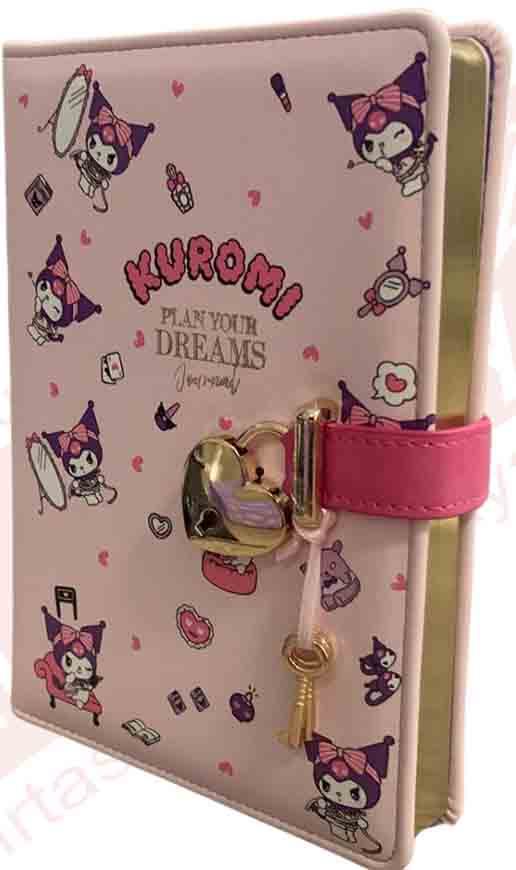 Notes KUROMI sa ključićem- LILA  13 x 18 cm 