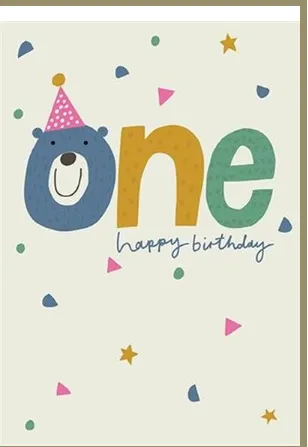Rođendanska čestitka ONE - BEAR HAPPY BIRTHDAY 