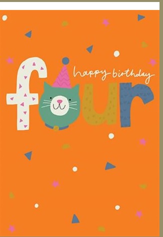 Rođendanska čestitka FOUR - CAT HAPPY BIRTHDAY 