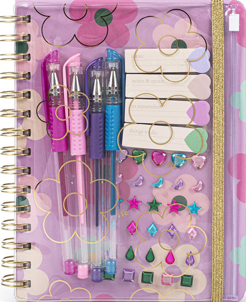 Notes sa spiralom + 4 gel olovke + stikeri 