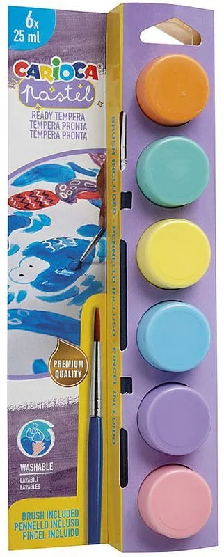 Set šest teglica tempera 25g + četkica 
