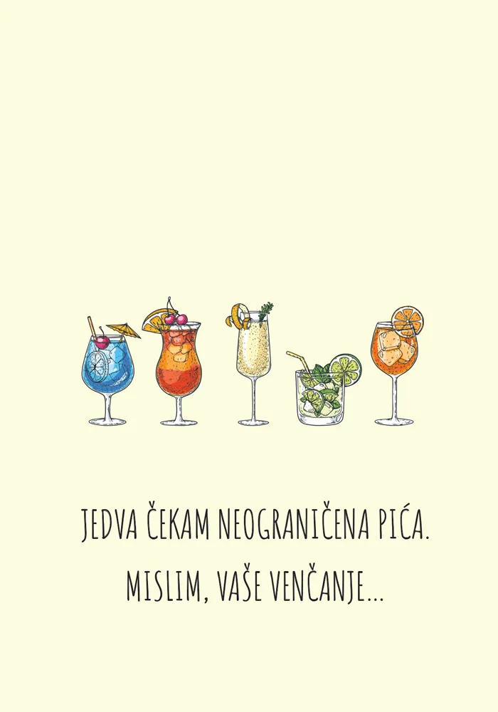Čestitka za venčanje NEOGRANIČENA PIĆA 