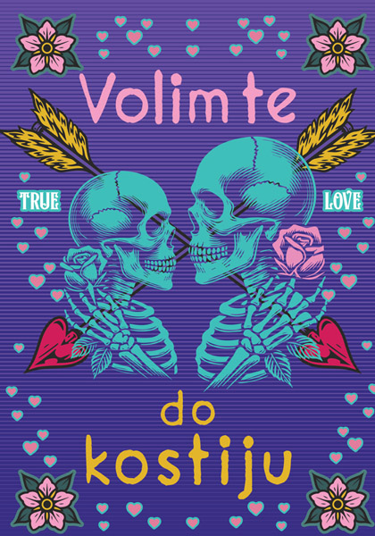 Čestitka VOLIM TE DO KOSTIJU 
