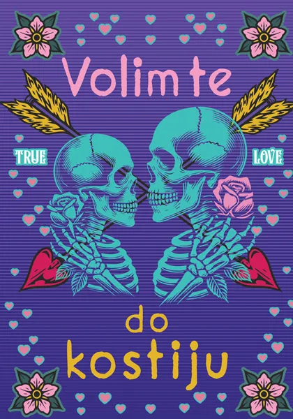 Čestitka VOLIM TE DO KOSTIJU 