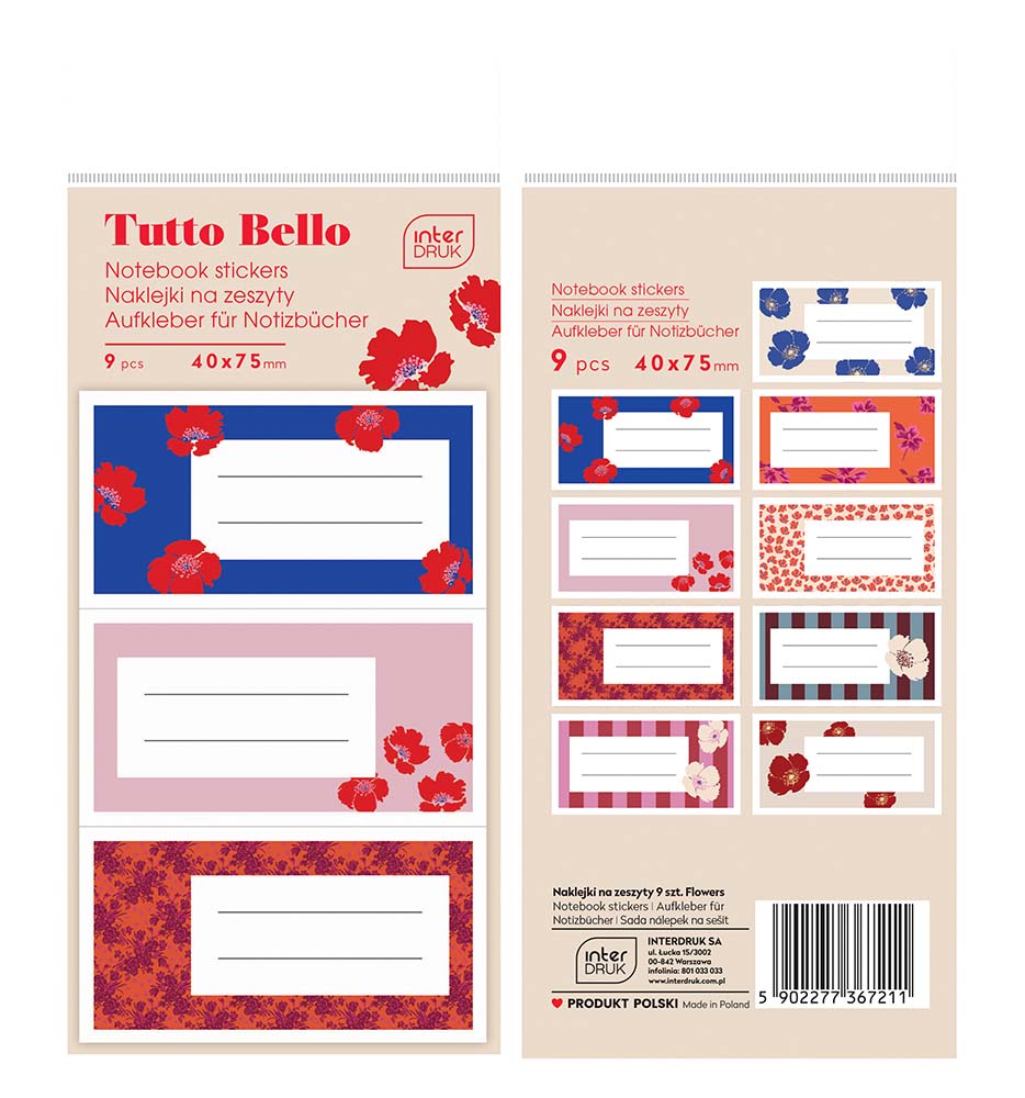 Nalepnice za sveske FLOWERS 7,5 x 4 cm 