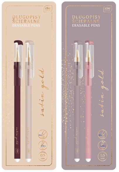 Set dve piši-briši  hemijske olovke SATIN GOLD  (DVE VRSTE) 