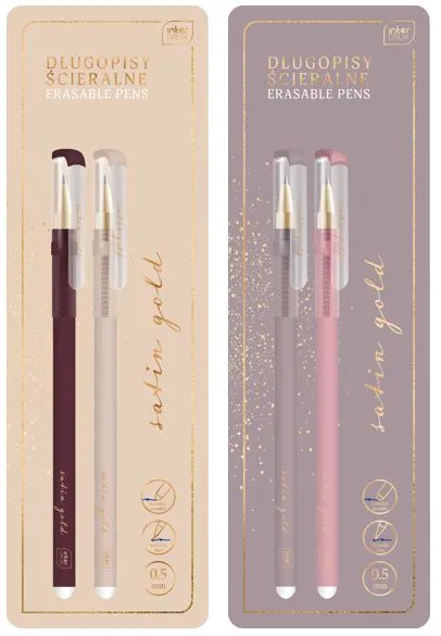 Set dve piši-briši  hemijske olovke SATIN GOLD  (DVE VRSTE) 