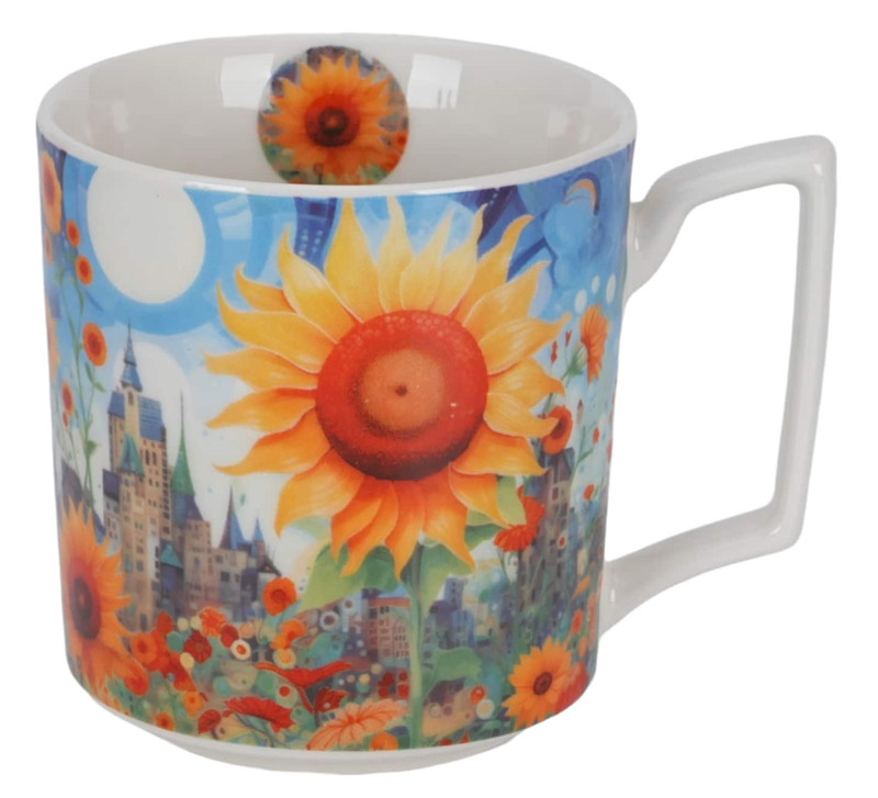 Velika porcelanska šolja SUNFLOWER 450ml 