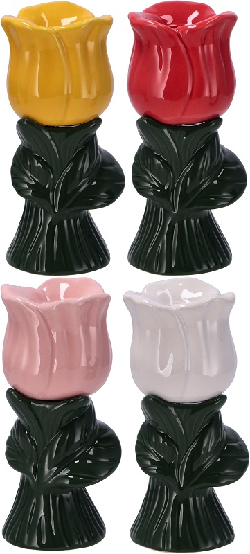 Keramički držač za sveće u obliku cveta 15,5x7cm ČETIRI VRSTE 