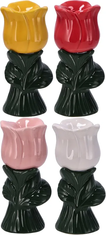 Keramički držač za sveće u obliku cveta 15,5x7cm ČETIRI VRSTE 