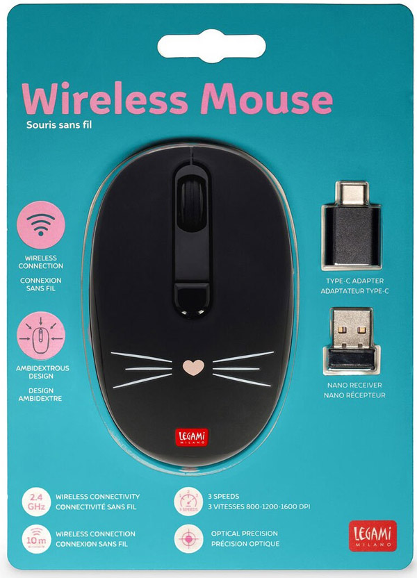 Bežični miš CRNI - KITTY 