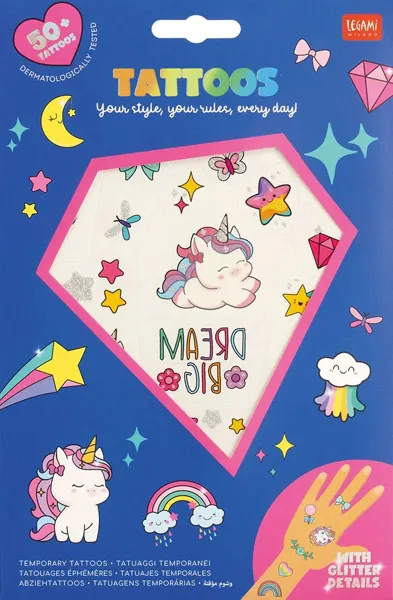 Set 50 privremenih tetovaža JEDNOROG 