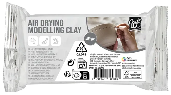 Bela glina za modeliranje od 500 g. 