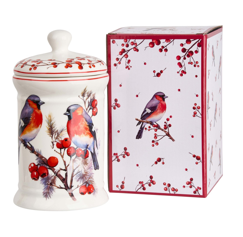 Porcelanska posuda za keks 800ml NOVA GODINA Ptice 