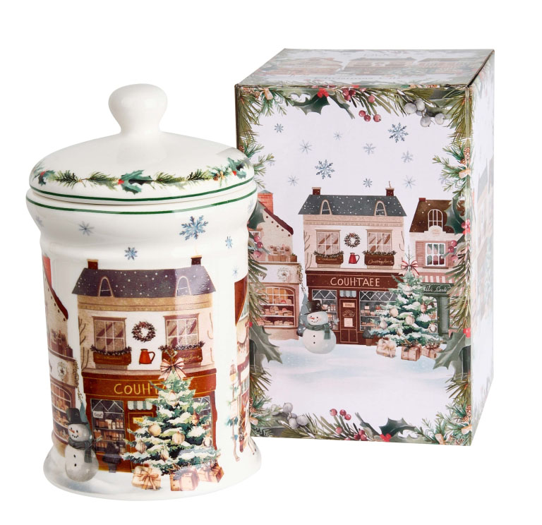 Porcelanska posuda za keks 800ml NOVA GODINA Grad 