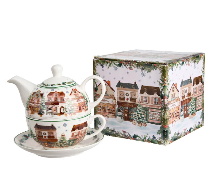 Set za čaj - čajnik sa šoljom NOVA GODINA Grad 