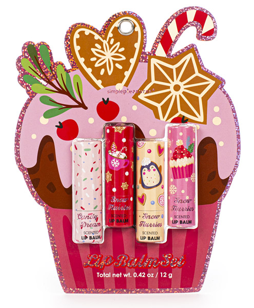 Novogodišnji set četiri balzama za usne CUPCAKE 