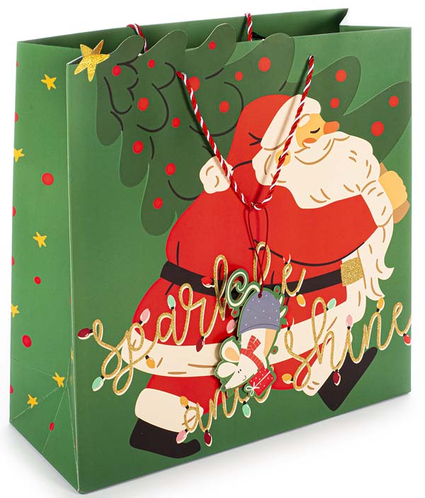 Novogodišnja ukrasna kesa DEDA MRAZ I JELKA 