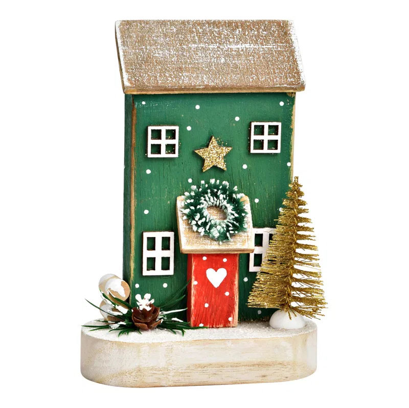 Novogodišnji ukras DRVENA KUĆICA 14cm 