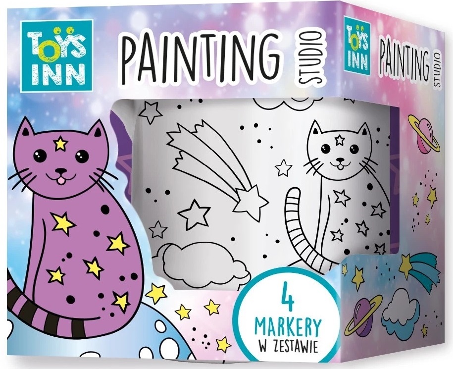 Kreativni set ŠOLJA ZA BOJENJE + 4 MARKERA - MAČKA 