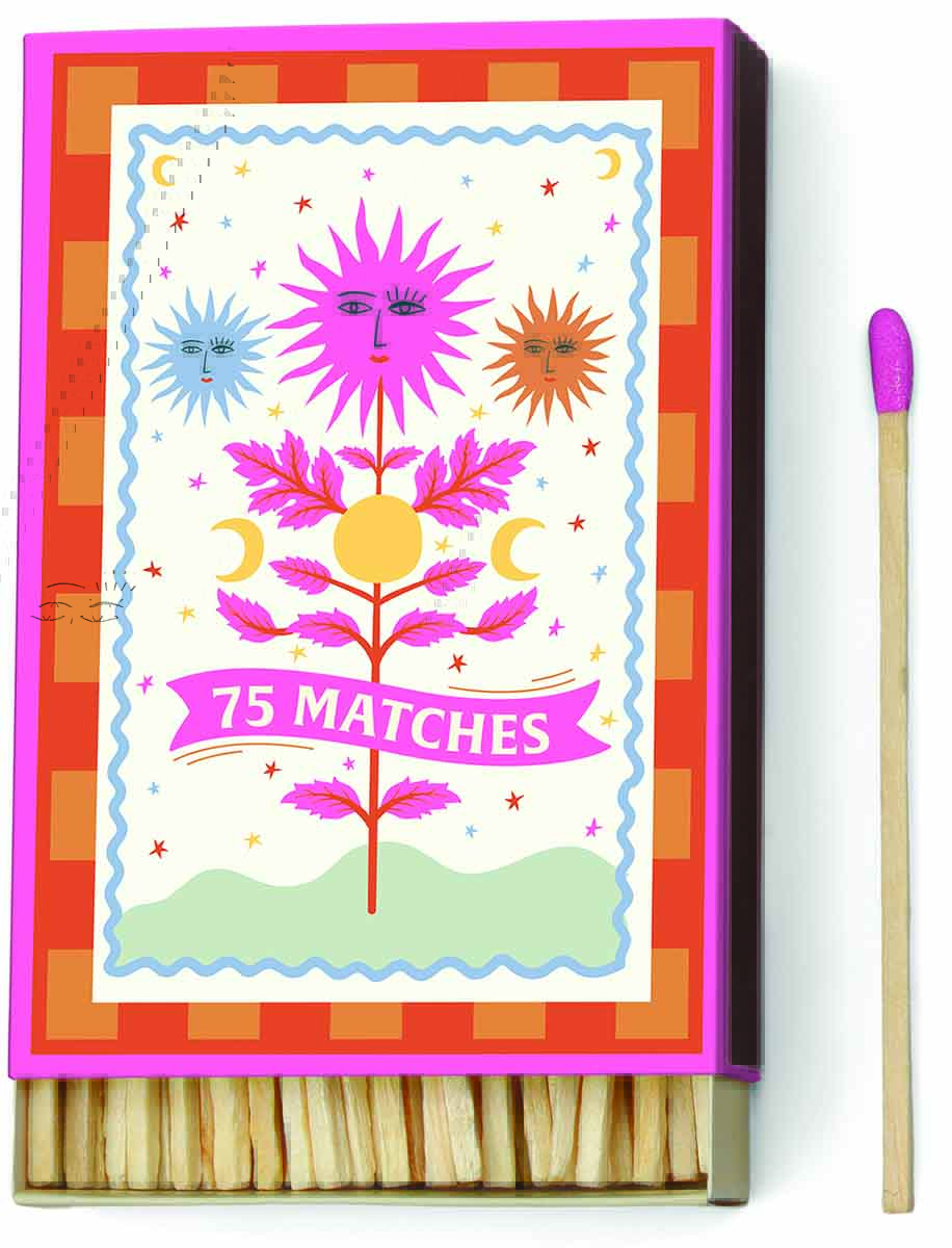 Kutija sa šibicama roze vrha SUN 9,5cm 