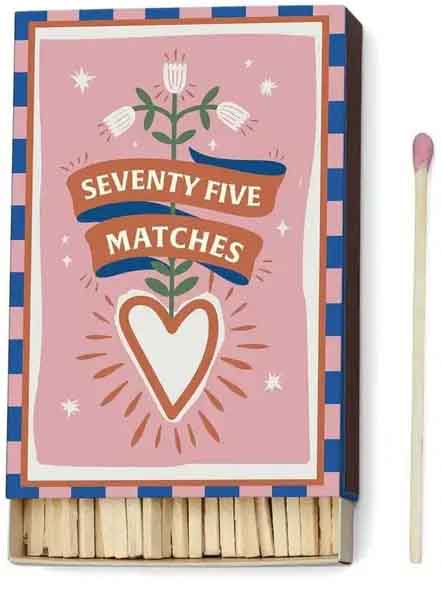 Kutija sa šibicama roze vrha HEARTS 9,5cm 