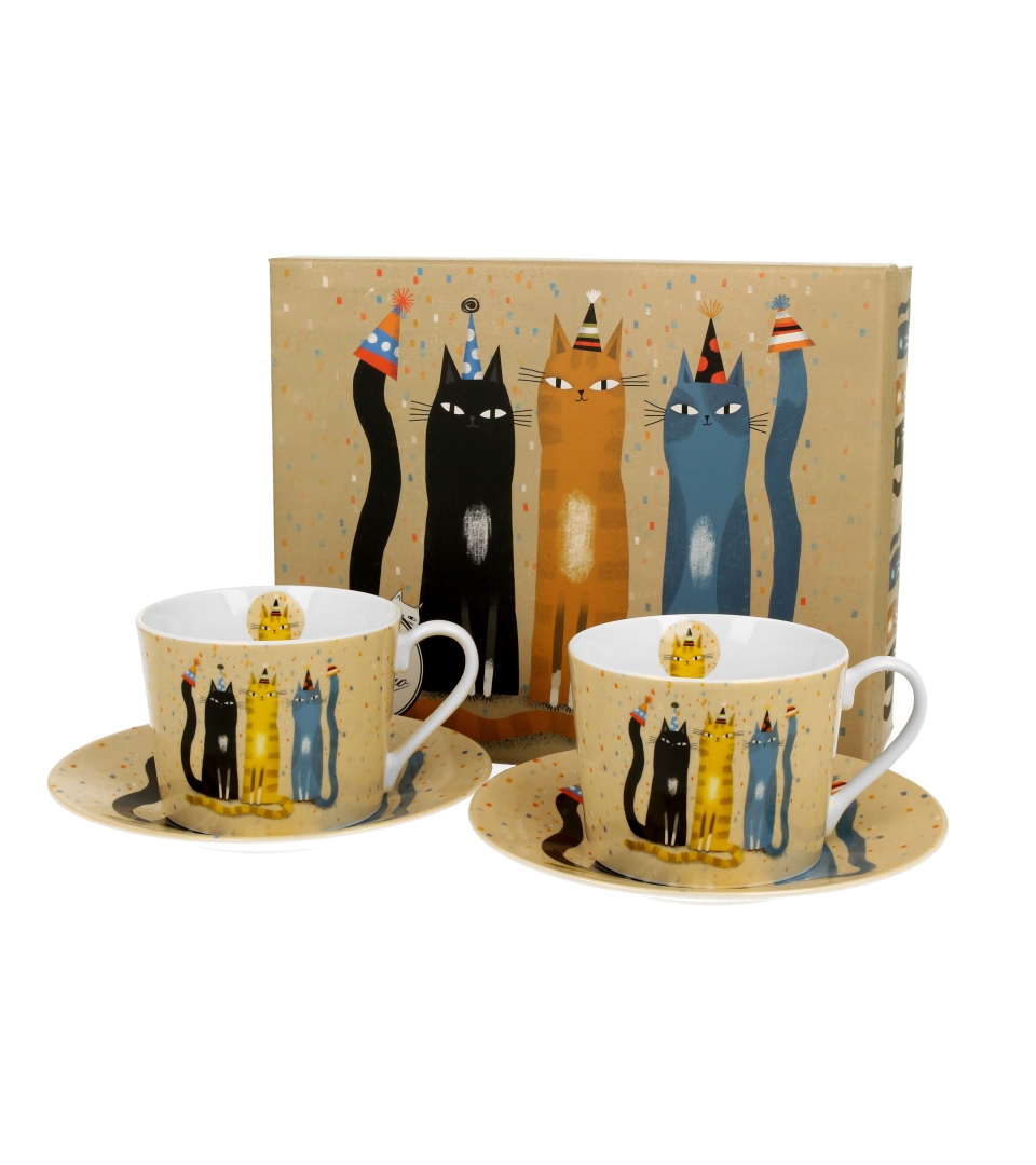 Dve šoljice sa tanjirićima CAT’S WORLD - HEARTS 230 ml 