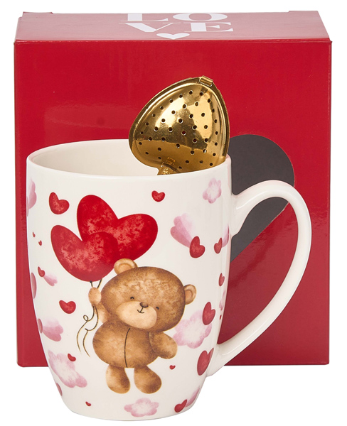 Šolja sa infuzerom u obliku srca MEDE SA BALONIMA 