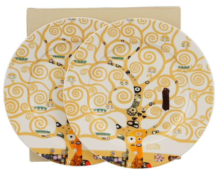 Set dva dezertna tanjira TREE OF LIFE ECRU - KLIMT 