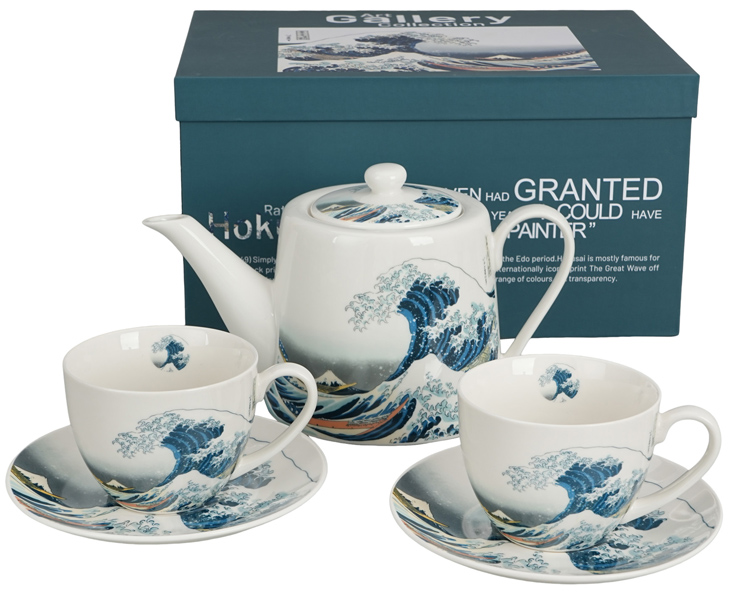 Čajnik sa dve šolje THE GREAT WAVE - K. HOKUSAI 
