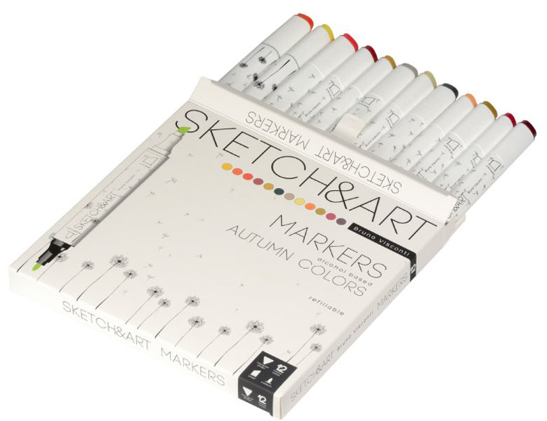 SKETCH & ART dvostrani markeri 12 JESENJIH NIJANSI 