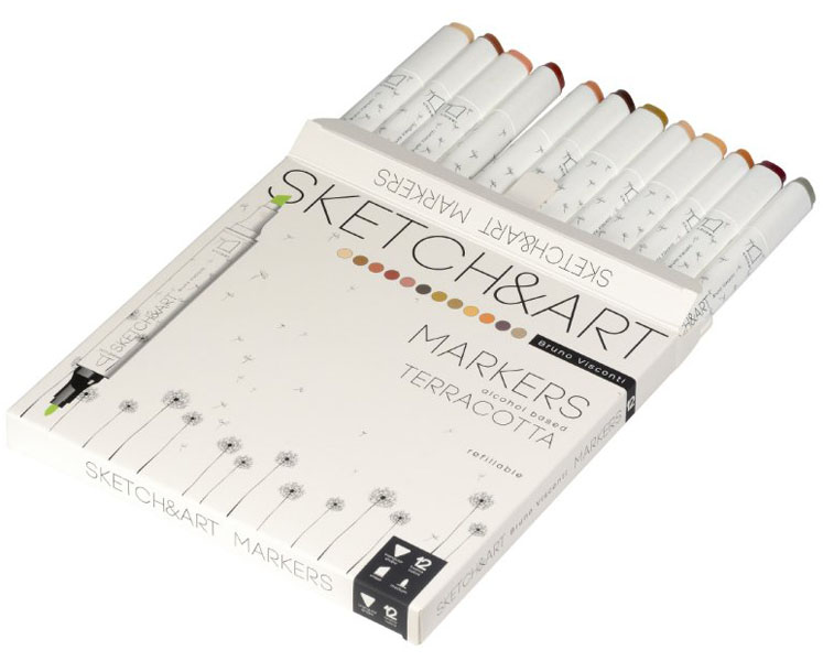 SKETCH & ART dvostrani markeri 12 NIJANSI - TERAKOTA 