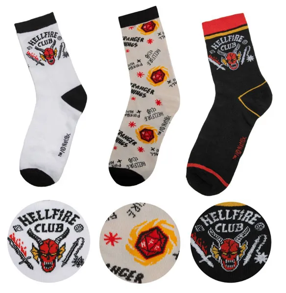 STRANGER THINGS set  tri para čarapa HELLFIRE CLUB 