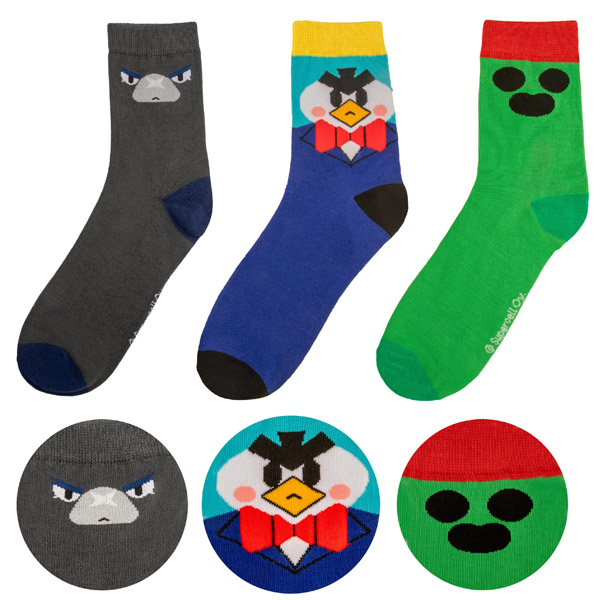 Set tri para čarapa Brawl Stars -SPIKE, CROW & MR. P 