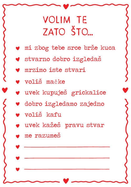 ČESTITKA LISTA VOLIM TE 