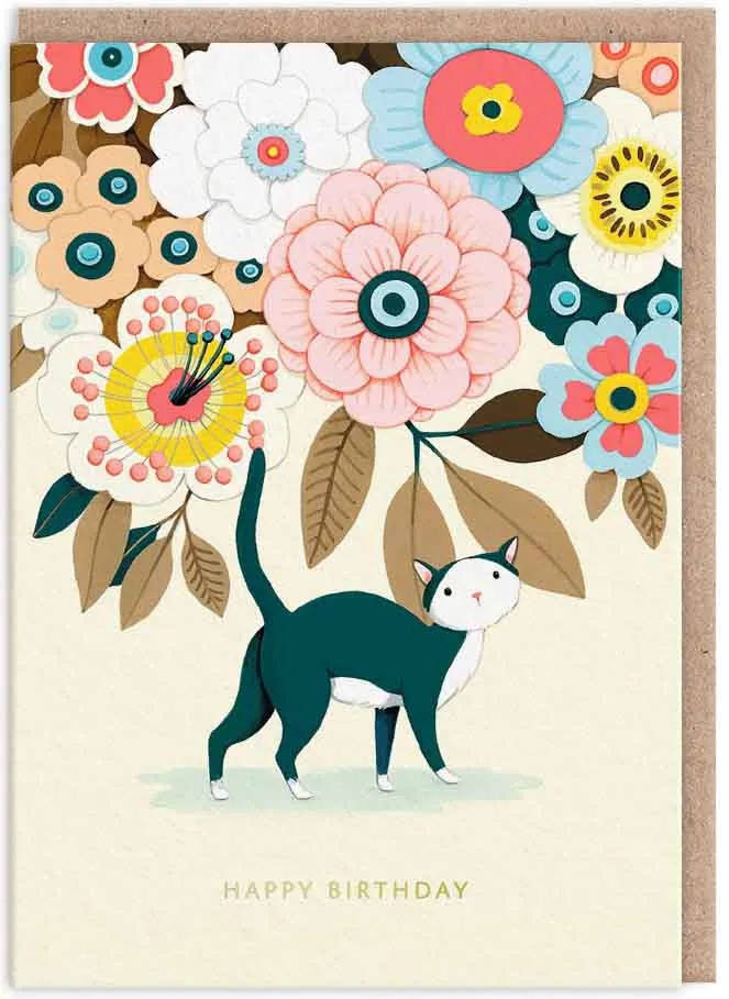 Čestitka Floral Kitty 
