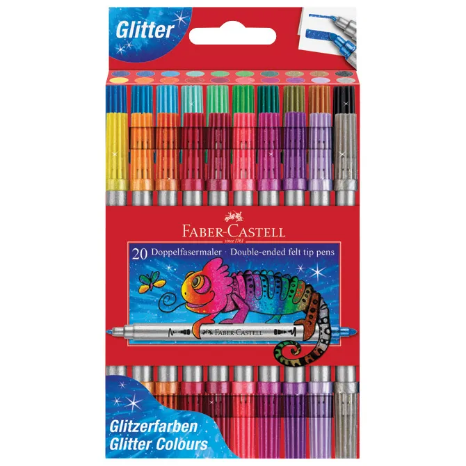FABER CASTELL flomasteri dupli gliter 20kom