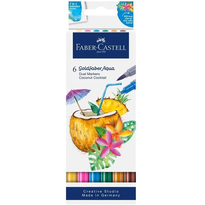 FABER CASTELL flomasteri GOFA AQUA DUAL COCONUT 6kom