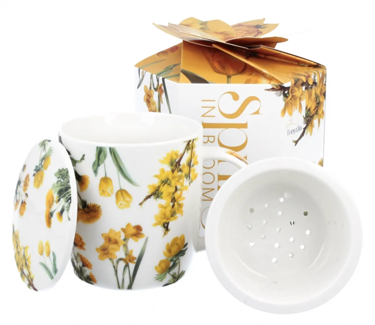 Šolja sa infuzerom u poklon kutiji YELLOW FLOWERS 390ml