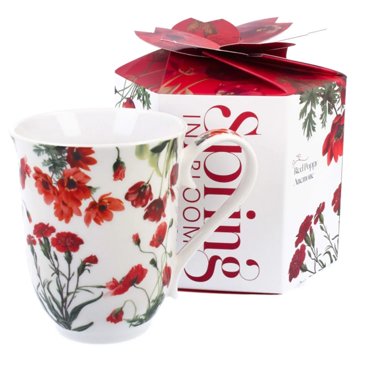 Šolja u poklon kutiji RED FLOWERS 460ml 
