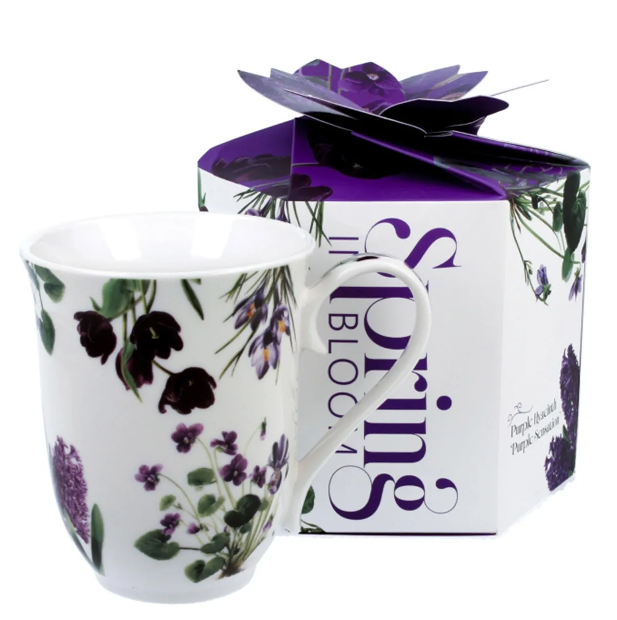 Šolja u poklon kutiji PURPLE FLOWERS 460ml 