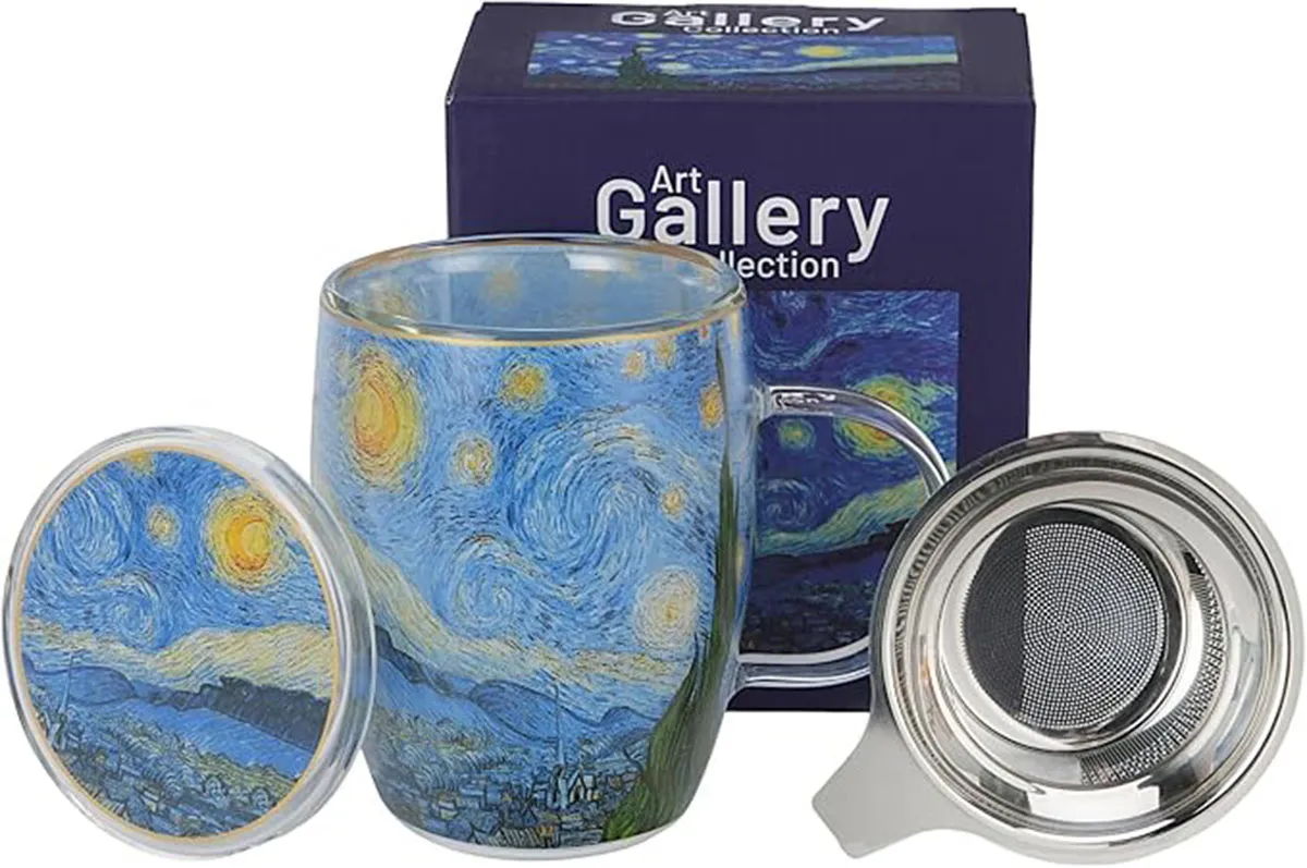 Staklena šolja sa duplim zidom i infuzer STARRY NIGHT 350ml 
