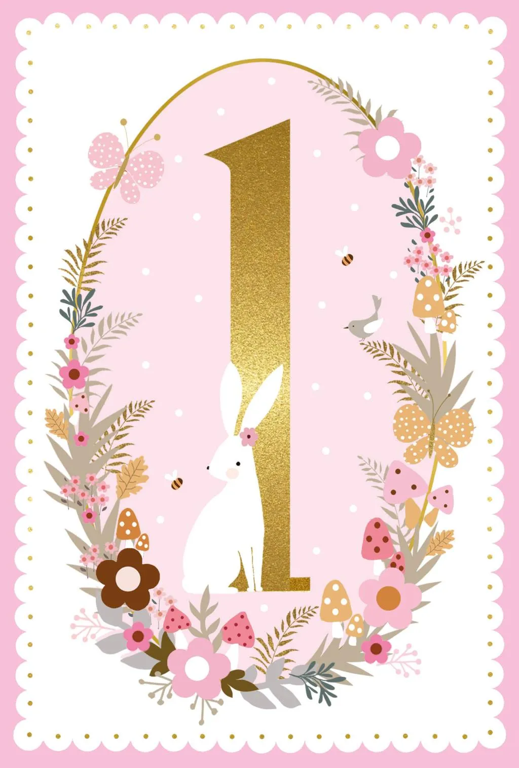 Čestitka za prvi rođendan BABY PINK RABBIT